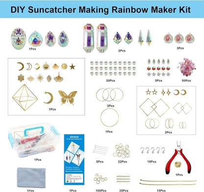 DIY Crystal Suncatcher Kit with Wind Chime/2pcs Large Prism,Dream Catchers Arts and Crafts Kits for
