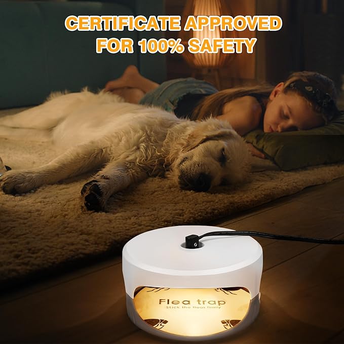 Flea Traps for Inside Your Home 2 Packs, Flea Light Trap for Indoor, Bed Bug Killer with Sticky