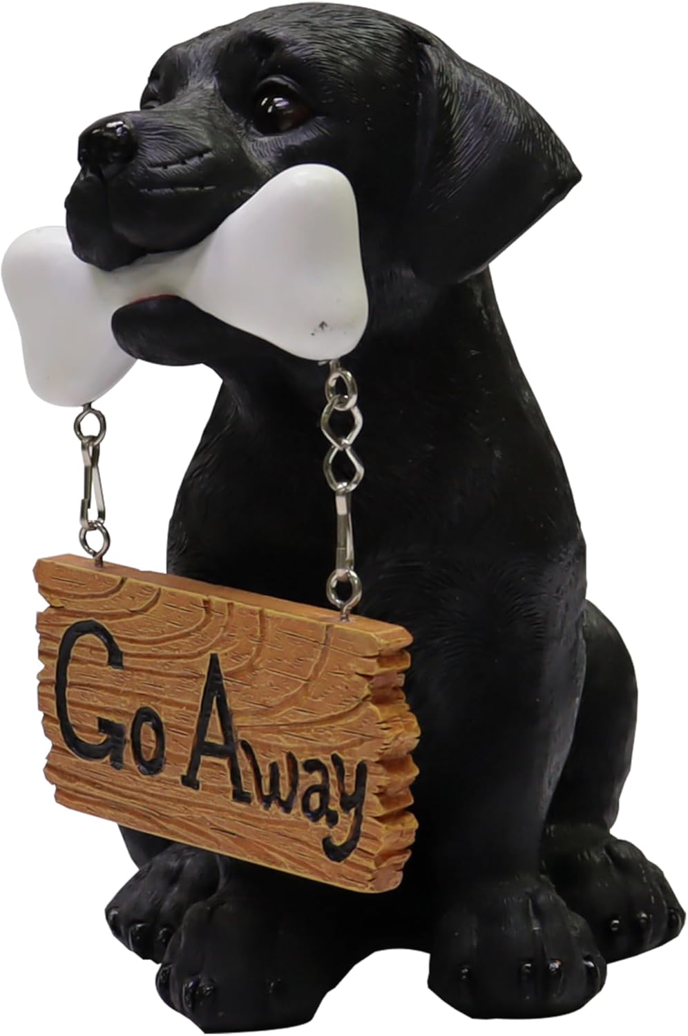 Nature's Mark Black Labrador Retriever Dog Puppy Statue with Welcome Sign Resin Garden Statue Decor