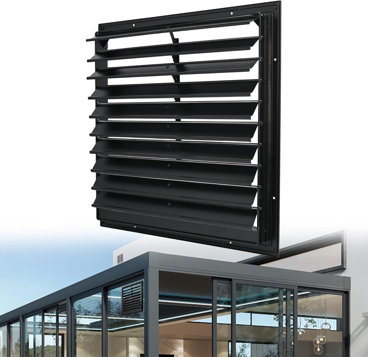 18 Inch Automatic Gravity Shutter Louver Vent, Aluminum Exhaust Shutters Louver for Windows