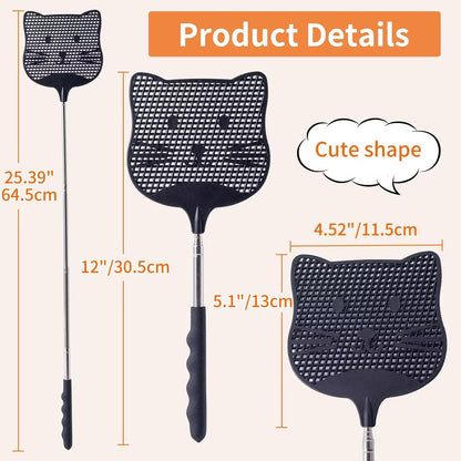 3 Pack Extendable Fly Swatter, 25 inch Long Handle Flyswatters, Plastic Heavy Duty Fly Swatters
