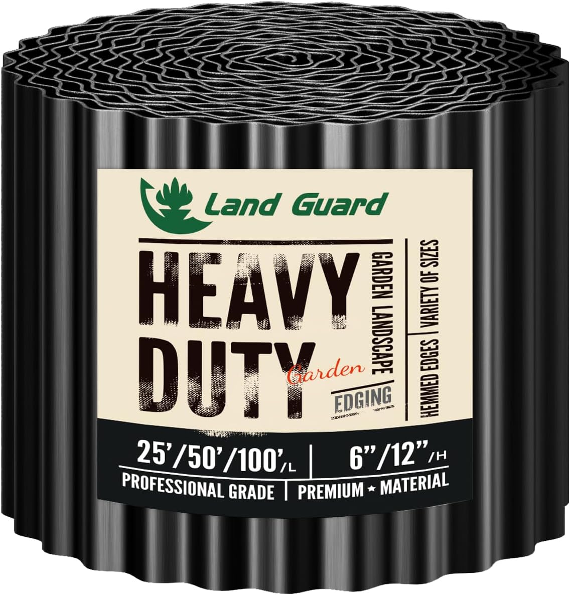 Land Guard Corrugated Garden Edging Border, 6" x 25' Landscape Paver Edging, Tall Landscape Edging