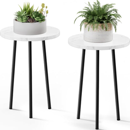Plant Stand Indoor 2 Pack: Corner Wood 20 Inch Plant Stand Mid Century Modern Decor - Small Round