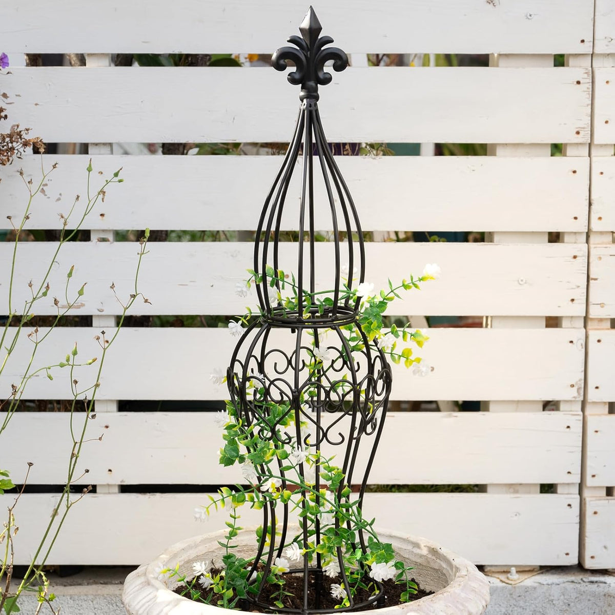 Obelisk Metal Garden Trellis for Climbing Plants - 29.5 in by 6.3 in Durable Iron Structure, Easy