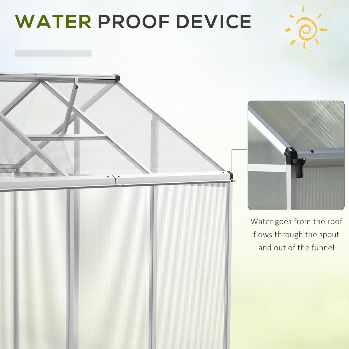 Outsunny 6' x 6' Greenhouse for Outdoors, Polycarbonate Greenhouse with Rain Gutter and Roof Vent