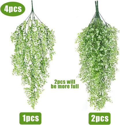 RECUTMS Artificial Hanging Ferns 2.5ft Artificial Ivy Vine Greenery with 30 LED Large Faux Wall