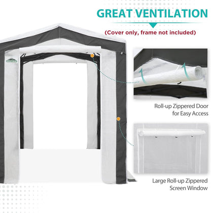 EAGLE PEAK Replacement Cover for 8x6 Pop up Greenhouse with Polyester Reinforced Corners, Front and