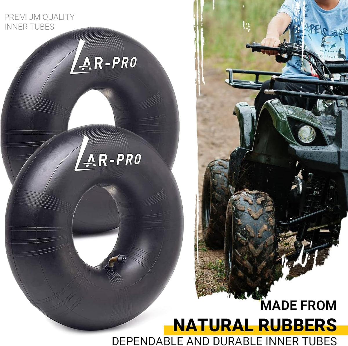AR-PRO 4.10/3.50-5 Heavy Duty Replacement Inner Tube with TR-87 Bent Valve Stem (2-Pack) - for