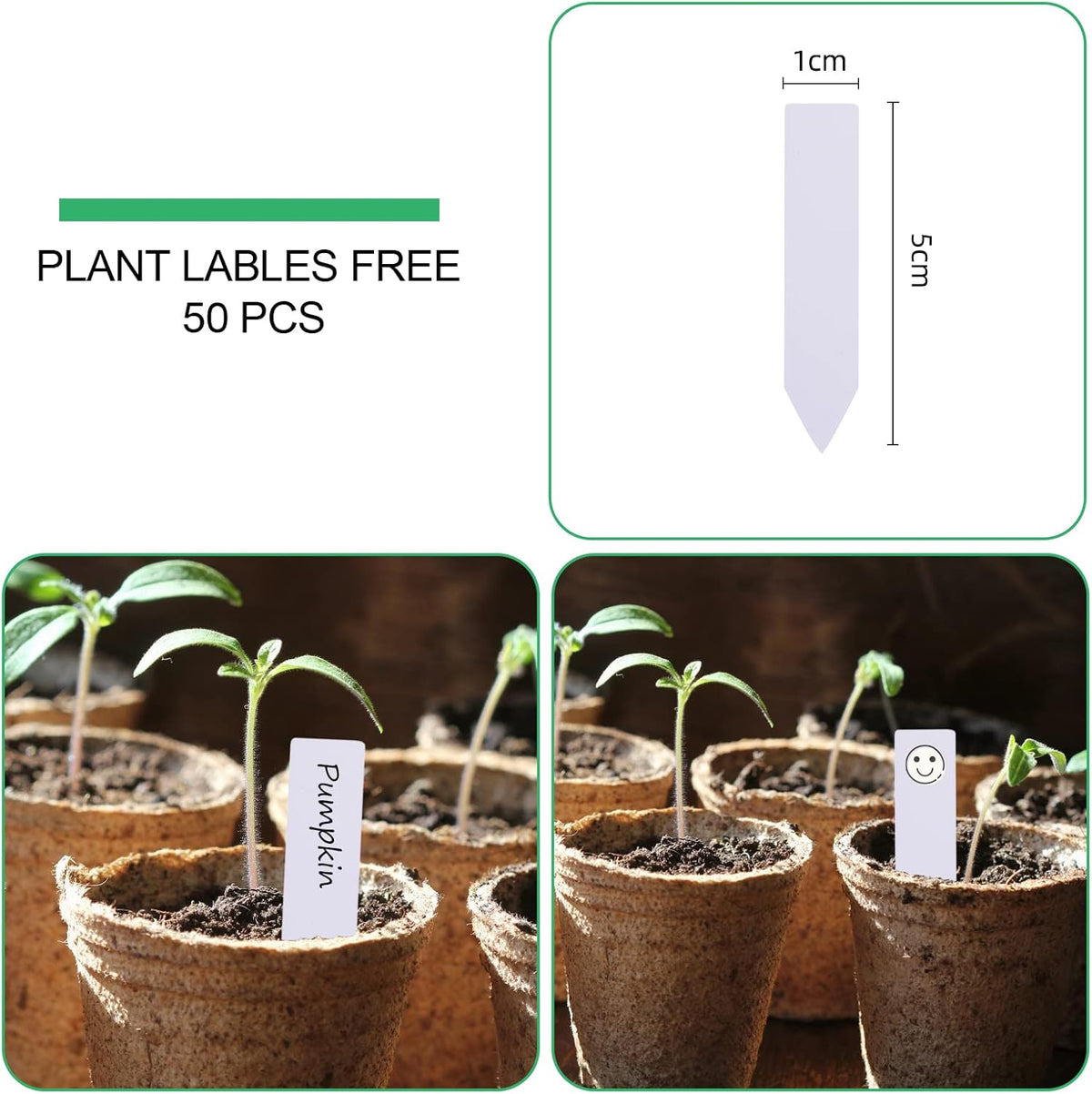 JERIA 50-Pack 3.15 Inch Peat Pots for Seedling with 50 Pcs Plant Labels,Outdoor Garden Germination