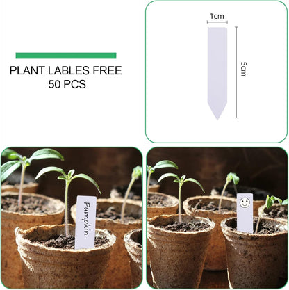 JERIA 50-Pack 3.15 Inch Peat Pots for Seedling with 50 Pcs Plant Labels,Outdoor Garden Germination