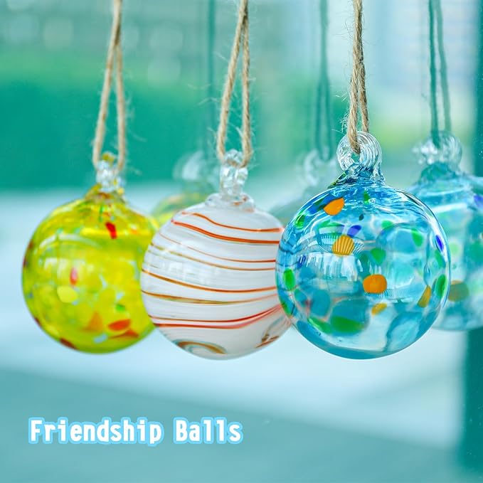 VCUTEKA Hanging Garden Gazing Ball, Hand-Blown Glass Witch Ball for Outdoor Garden Décor, 6pcs 3"