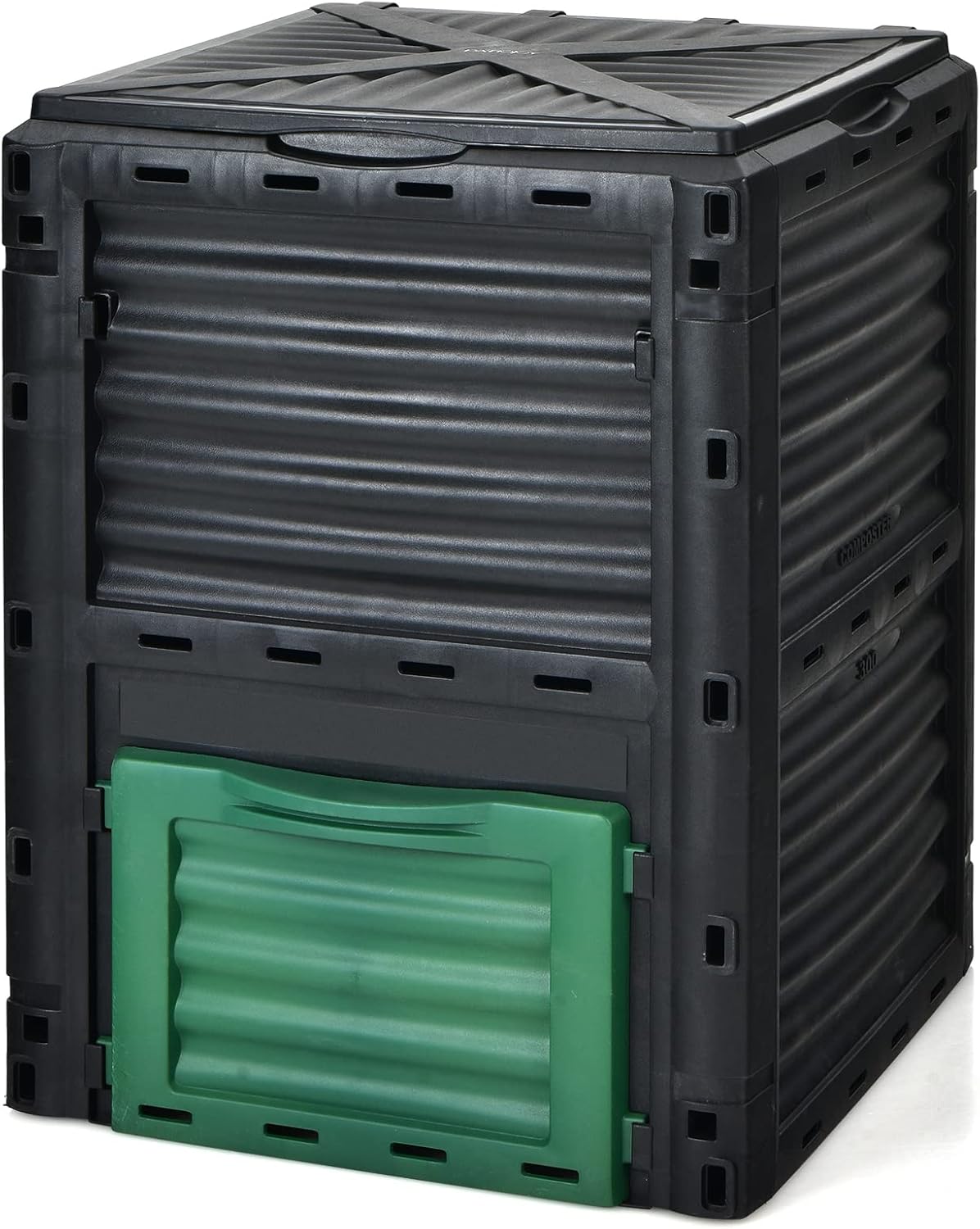 Goplus Compost Bin, 80 Gallon (300 L) Large Outdoor Composting Box w/Top Flip Latch-on Lid, Bottom