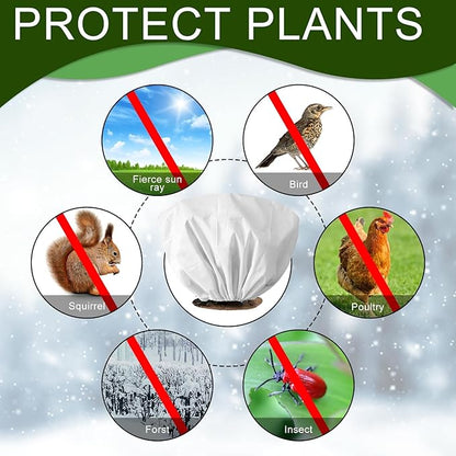 8 Pcs Plant Covers Frost Protection Bag 39.3" x 19.6" Winter Reusable Plants Jacket with Drawstring