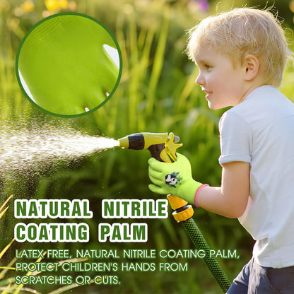 HANDLANDY 3 Pairs Kids Gardening Gloves Latex Free, Nitrile Coated Children Toddler Garden Yard