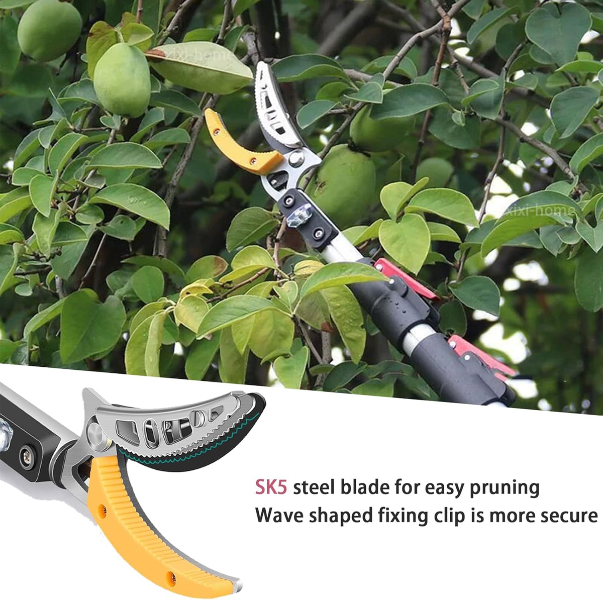 xixi-home Cut and Hold Pruners 4.2-7.2 Ft Long Reach Pole Saw Pruning Shears and Hold Bypass Pruner