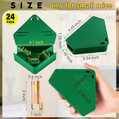Qualirey 24 Pcs Mice Station with Key Triangle Bait Station Reusable Rodent Trap Bait Box, Keeps