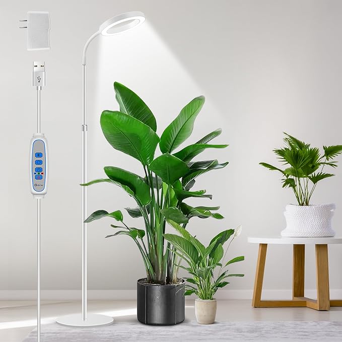 Floor Grow Lights for Indoor Plants, Full Spectrum Plant Light with 68" Stand for Growing Large