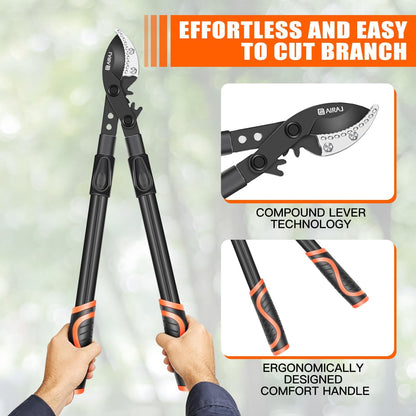 AIRAJ 26-39'' Extendable Anvil Loppers,Heavy Duty Branch Cutter up to 2.75'' Cut Capacity, Tree