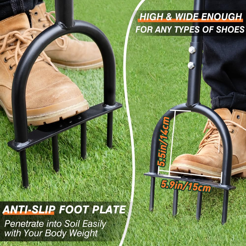 Colwelt Lawn Aerator Tool 38inch, Heavy Duty Grass Spike Aerator for Compacted Soil Aeration