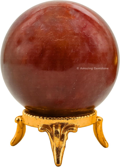 Amazing Gemstone Strawberry Quartz Crystal Ball with Stand - 2 Inches Crystal Sphere Meditation