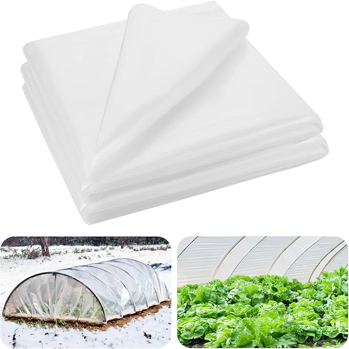 Alphatool Greenhouse Cover Plastic Sheeting - 8 x 24 ft Plant Covers Freeze Protection, Frost