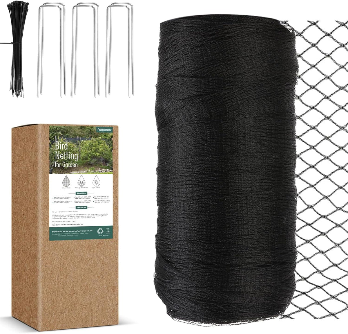Bird Netting for Garden, Fetanten 7.5 x 100 FT Netting for Garden Protection Vegetables Fruit Trees