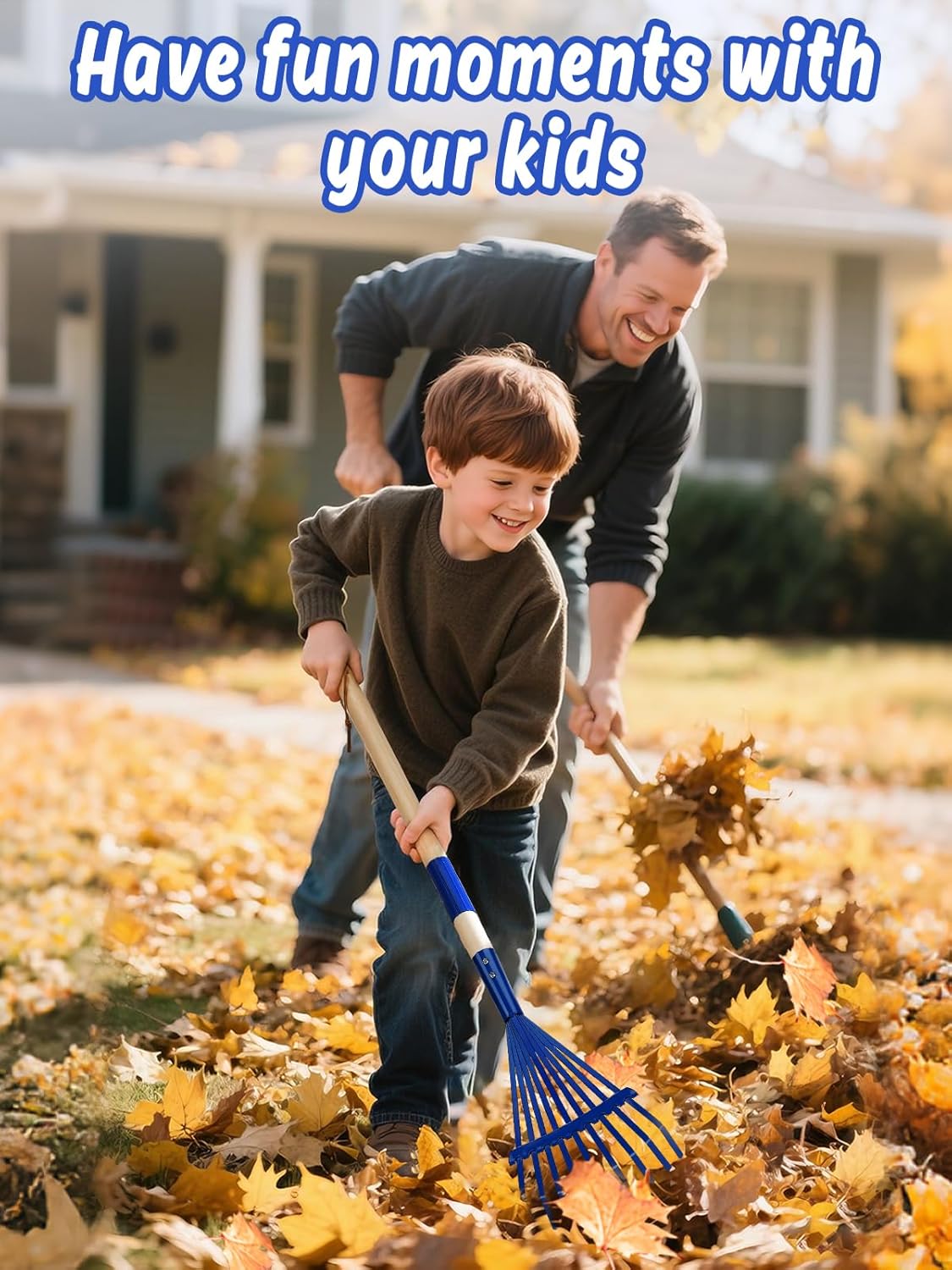 Kids Friendly Rakes for Leaves - 28" Child Size Small Rake with Durable Metal Head & Hardwood