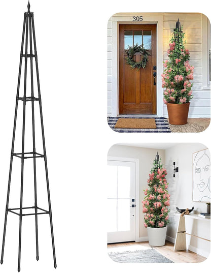 Obelisk Trellis for Climbing Plants Outdoor,6 Ft Garden Trellis for Potted Plants, Metal Trellis