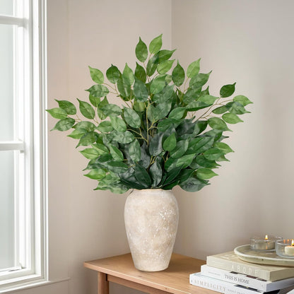 12PCS Ficus Leaves Artificial Branches 24" Faux Ficus Greenery Tree Branches Fake Ficus Leaves