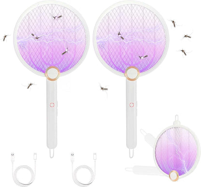 ASPECTEK 2-Pack Upgraded 3000V Electric Fly Swatter, Portable and Foldable Mosquito Zapper Racket