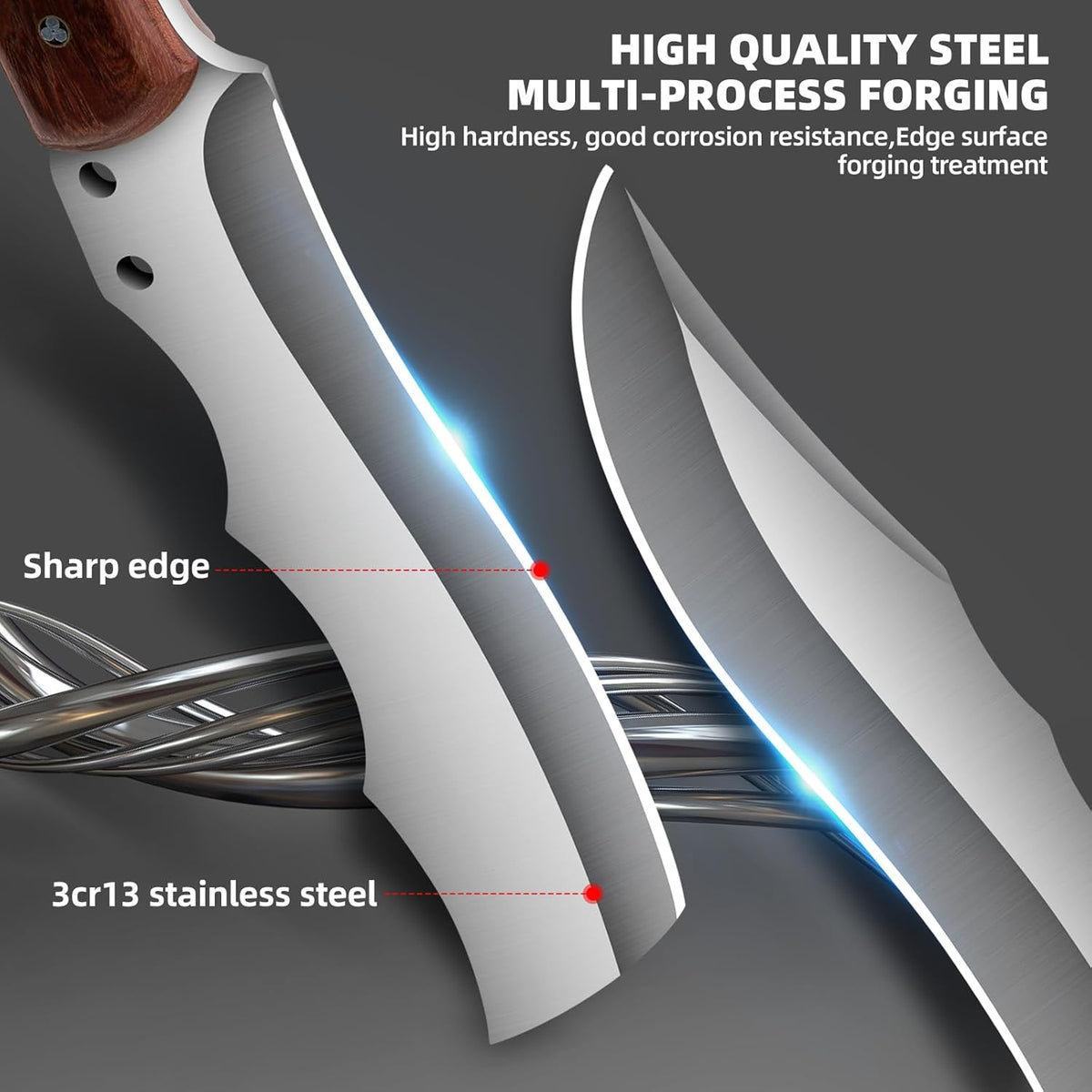 Outdoor Short Machete with Sheath for Cutting Trees, for Yard Work and for urvival Machete Ideal