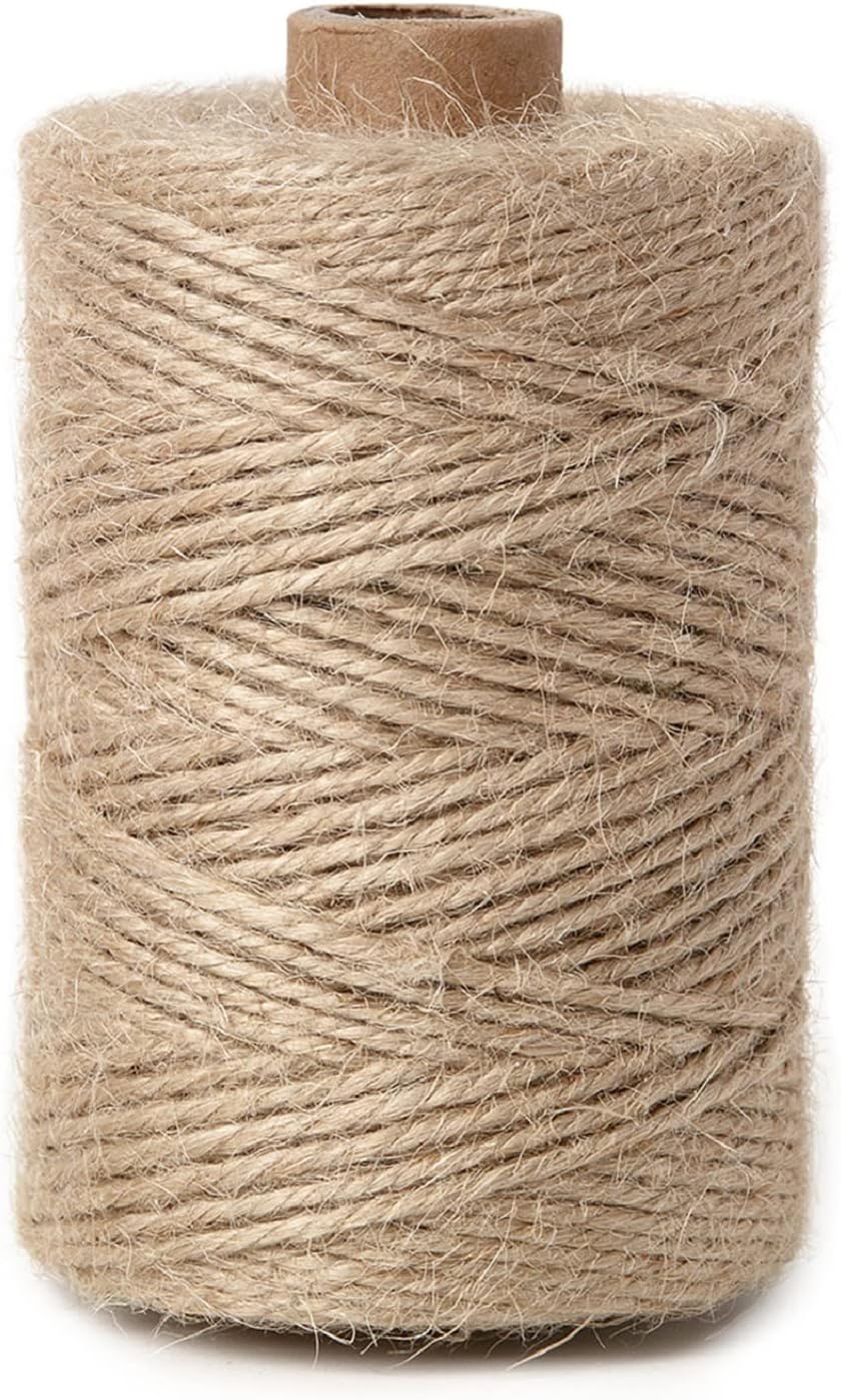 1mm 328 Feet Natural Jute Twine, for Crafts Gift, Craft Projects, Wrapping, Bundling, Packing