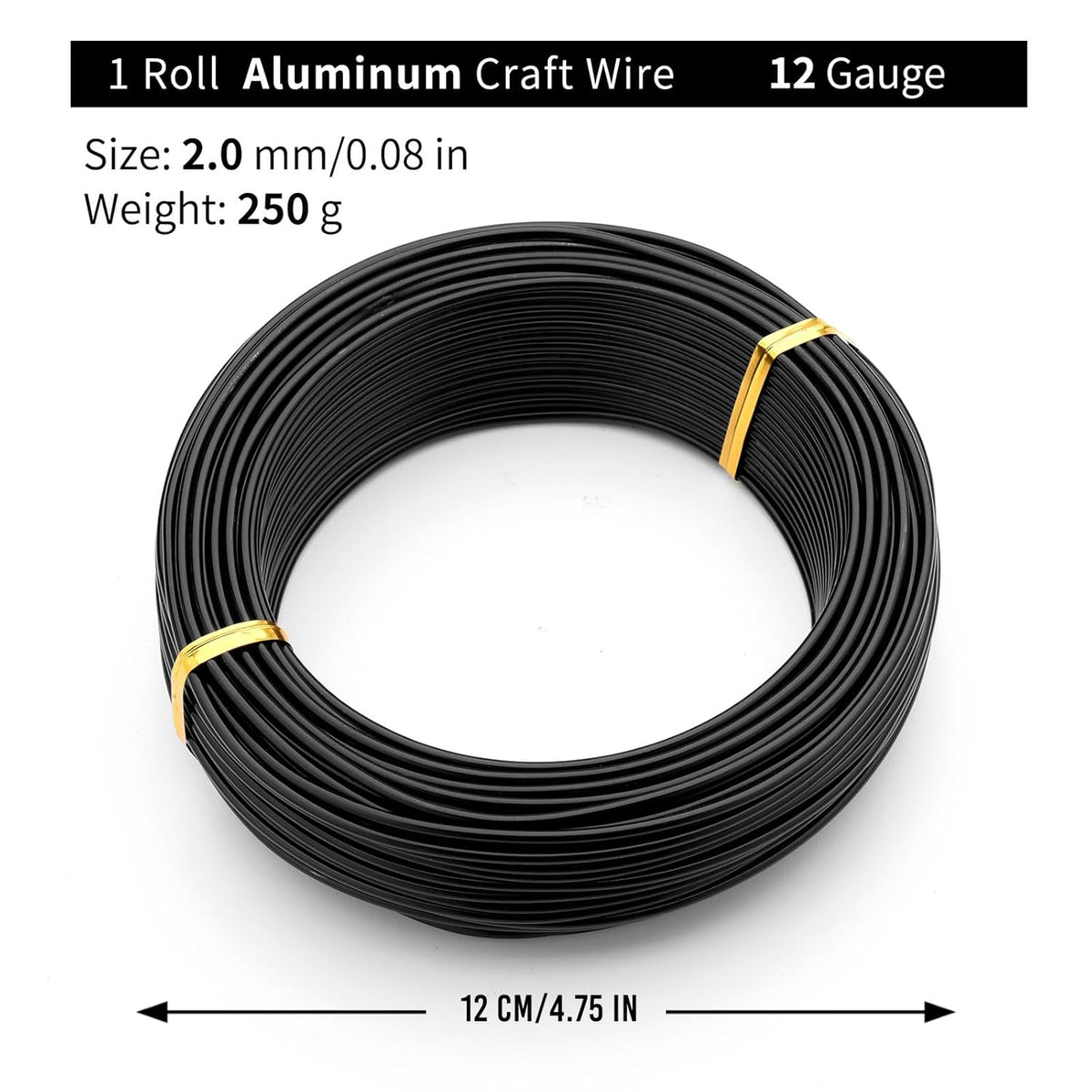 Black-2.0-Anodized Aluminum Bonsai Training Wire 250g Large Roll,Many Size to Choose,KSVZS Bendable