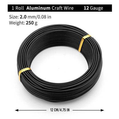 Black-2.0-Anodized Aluminum Bonsai Training Wire 250g Large Roll,Many Size to Choose,KSVZS Bendable