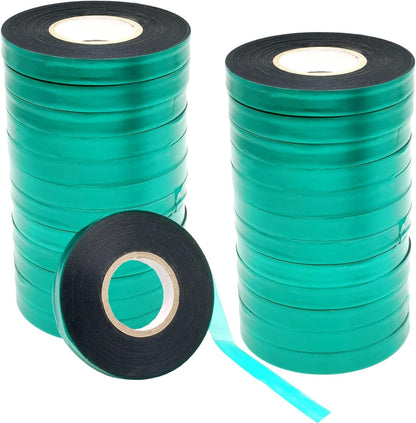 24 Rolls 150 Feet Stretch Tie Tape 0.5 Inch Garden Tie Tape Thick Plant Ribbon Garden Green Vinyl