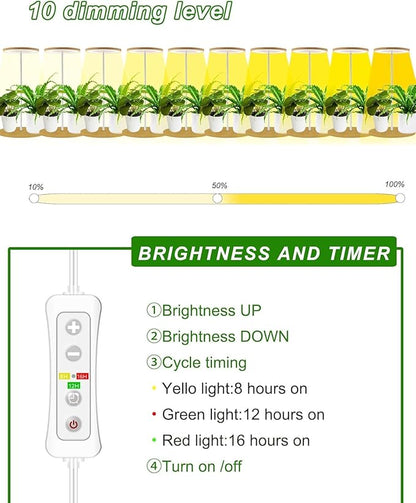 Plant Grow Light for Indoor Plant,Bamboo Mini LED Grow Light Garden,Height Adjustable,Automatic