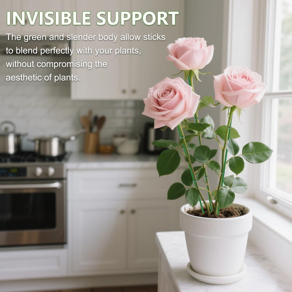 Invisible Plant Support Stakes Bendable 17.7 Inch SupKing 15Pcs Small Plant Sticks Orchid Stakes