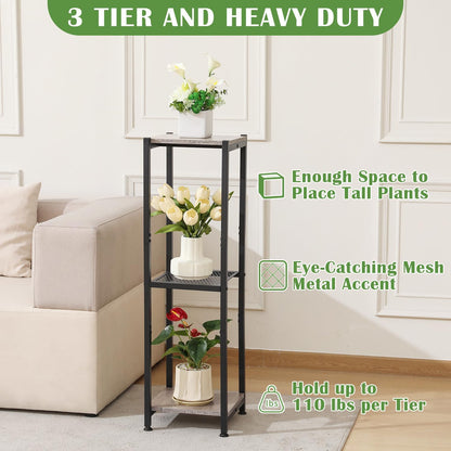 Extra Tall Plant Stand Indoor,40 Inch Plant Stands,3 Tier Metal Plant Stand with Heavy Duty Wood