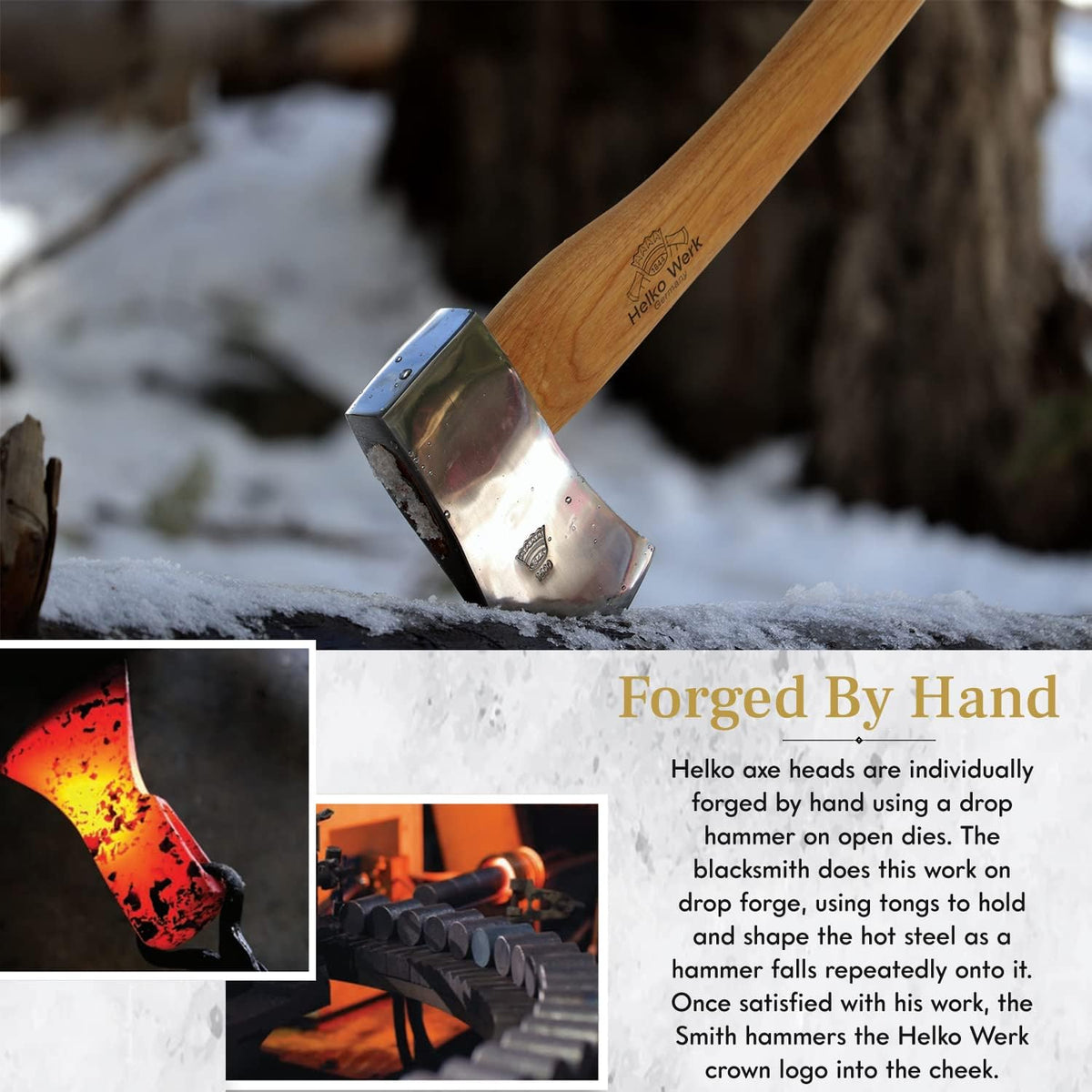 1844 Helko Werk Germany Classic Forester - 3.5 lb Felling Axe - Made in Germany Multi-Purpose