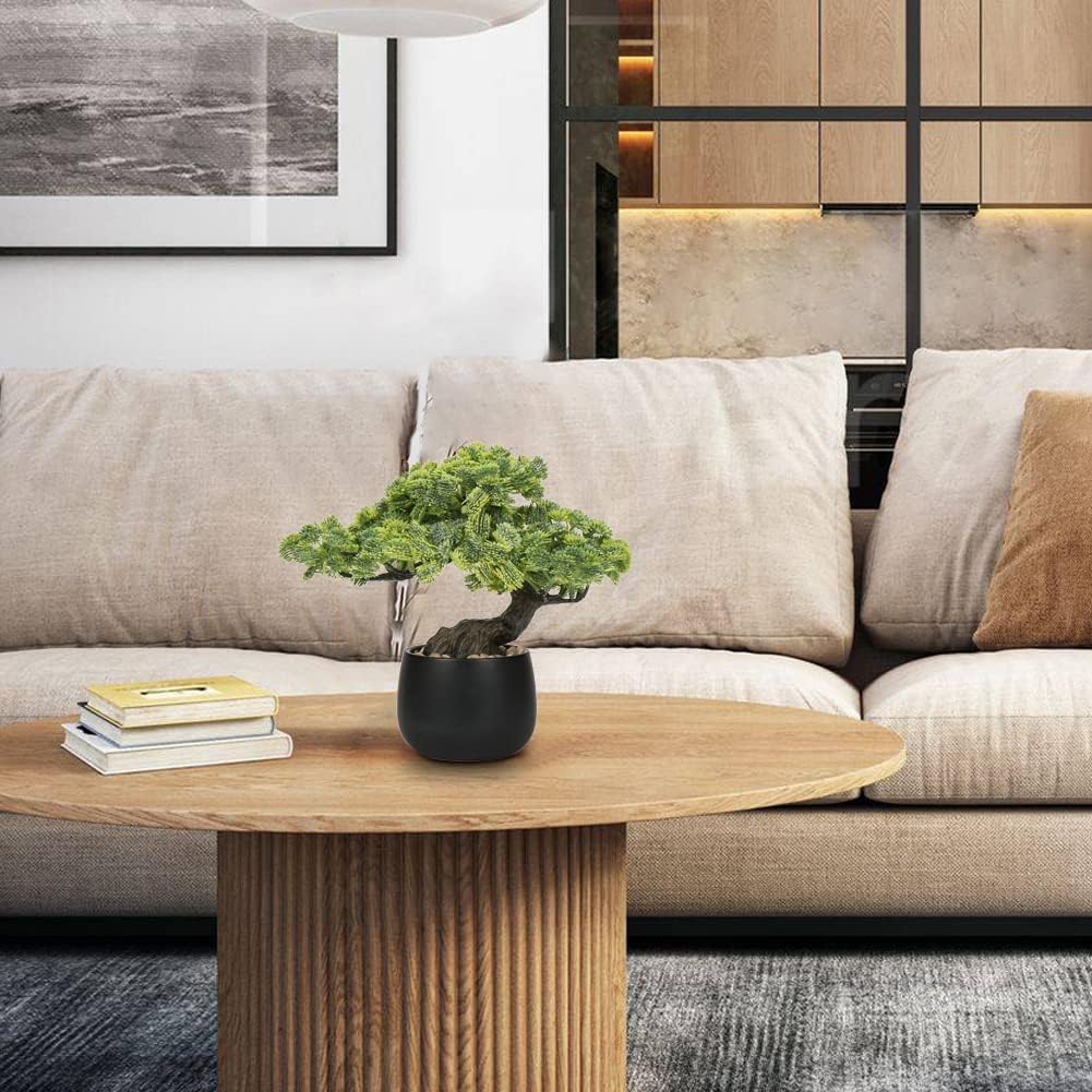 Artificial Bonsai Tree Juniper Faux Plants Indoor Fake Plants Decor with Black Ceramic Pots for