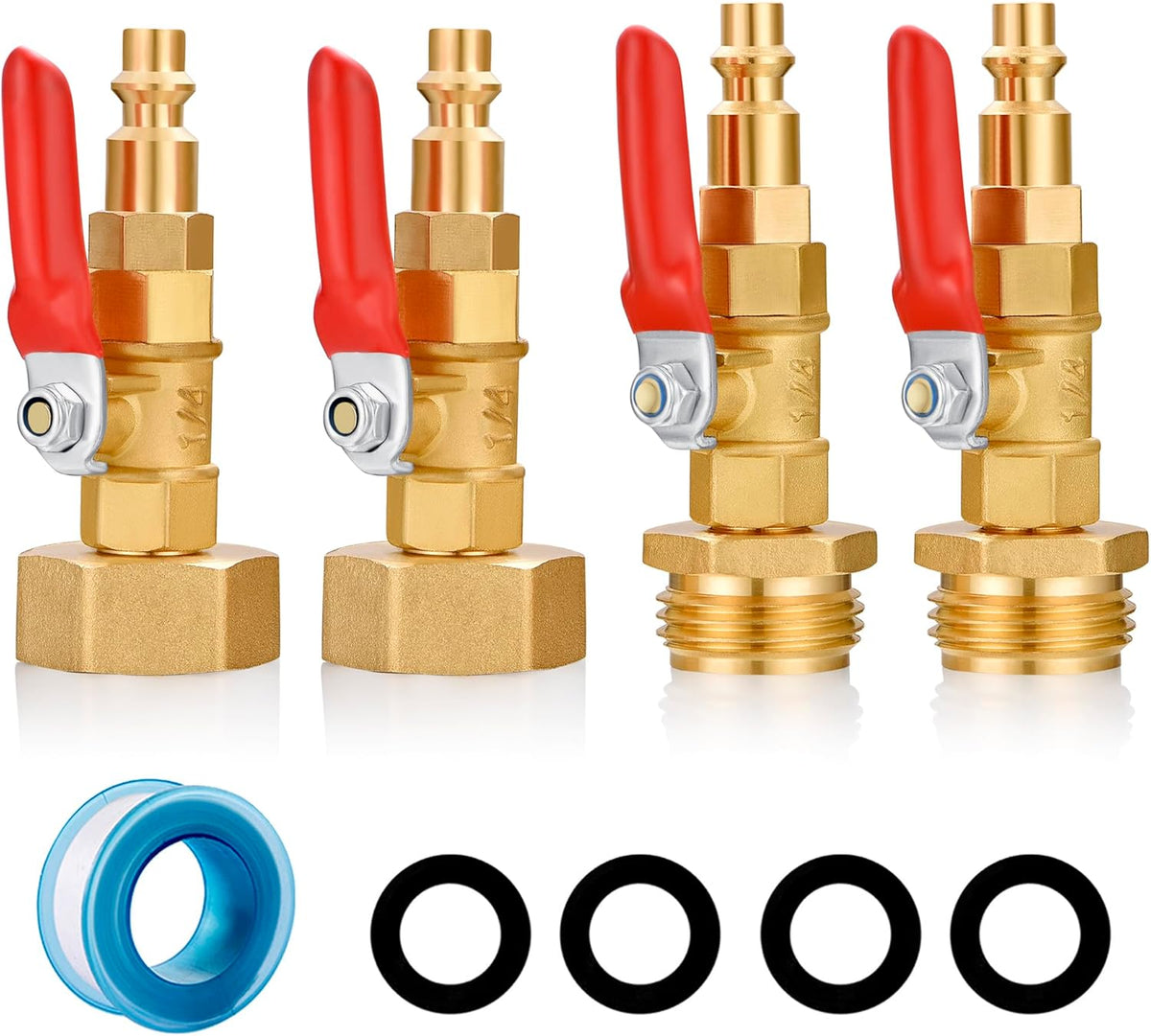 RV Winterize Blowout Adapter with 1/4" Quick Connect Plug and 3/4" Garden Water Hose Threading with