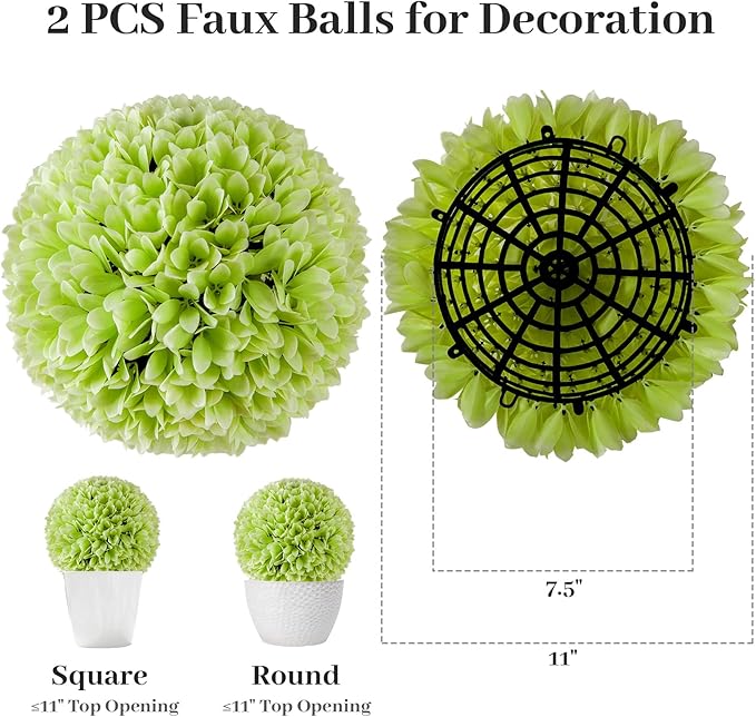 Goplus 11 Inch Topiary Balls Artificial Outdoor Set of 2, Faux Boxwood Ball, Fake Plant Sphere