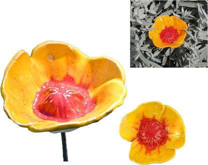 Ceramic Garden Decor - Flower Lawn Stake - Outdoor Statue - Perfect, Unique Gifts for Gardeners