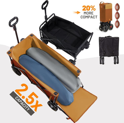 TIMBER RIDGE 49" Extra Long Collapsible Folding Wagon with Tailgate and Brakes, 250L Capacity