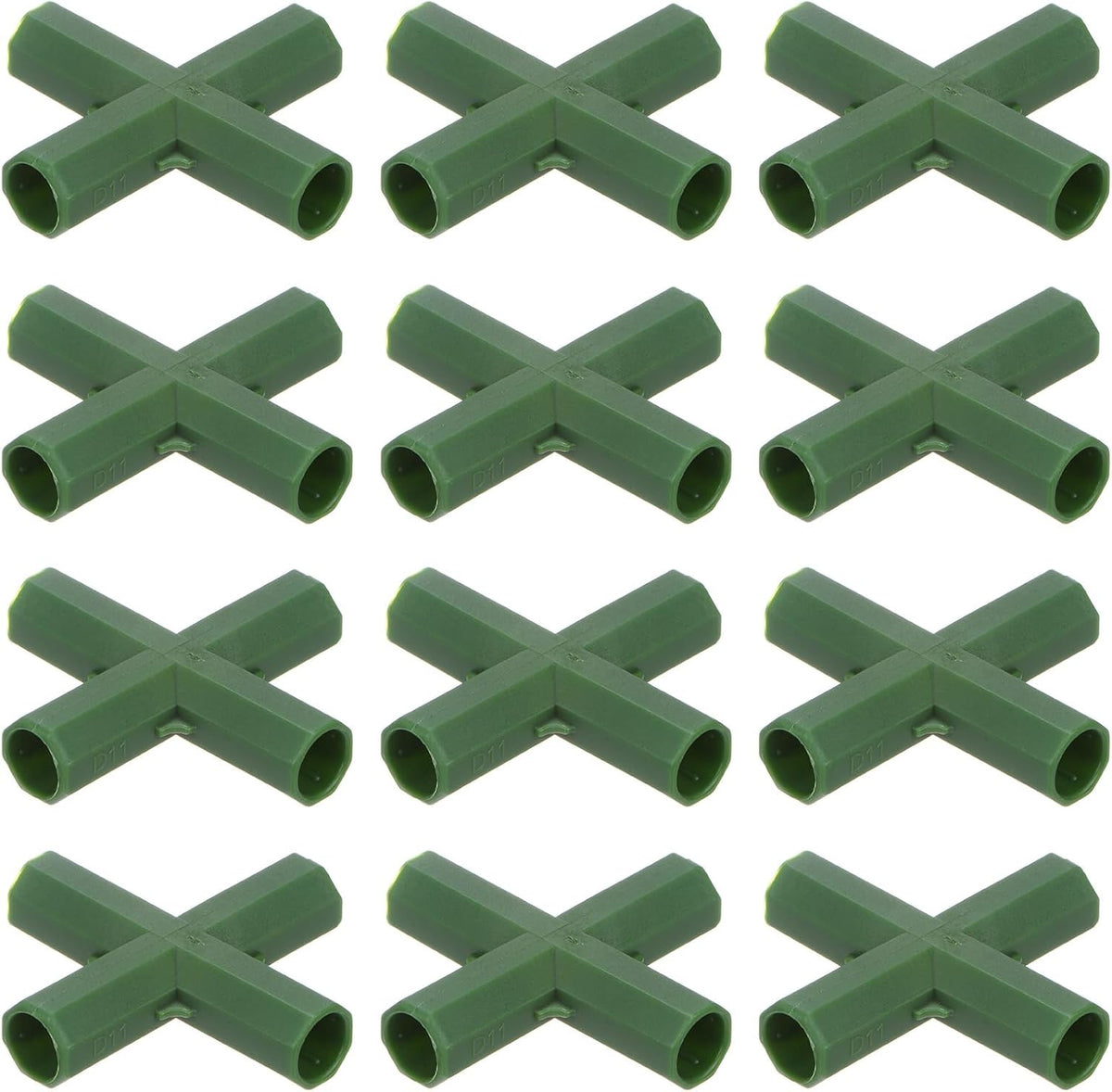 12 Pcs 11mm Greenhouse Frame Building Connectors, 4 Way Flat Pipe Fitting for Grape
