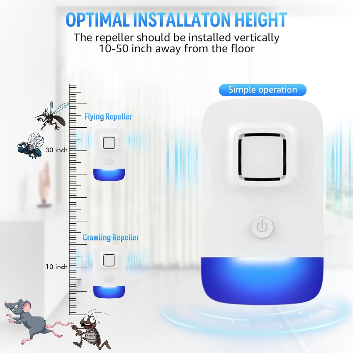 Ultrasonic Pest Control Repeller Plug in, Electronic Rodent Repellent for Indoor Home, Mosquito