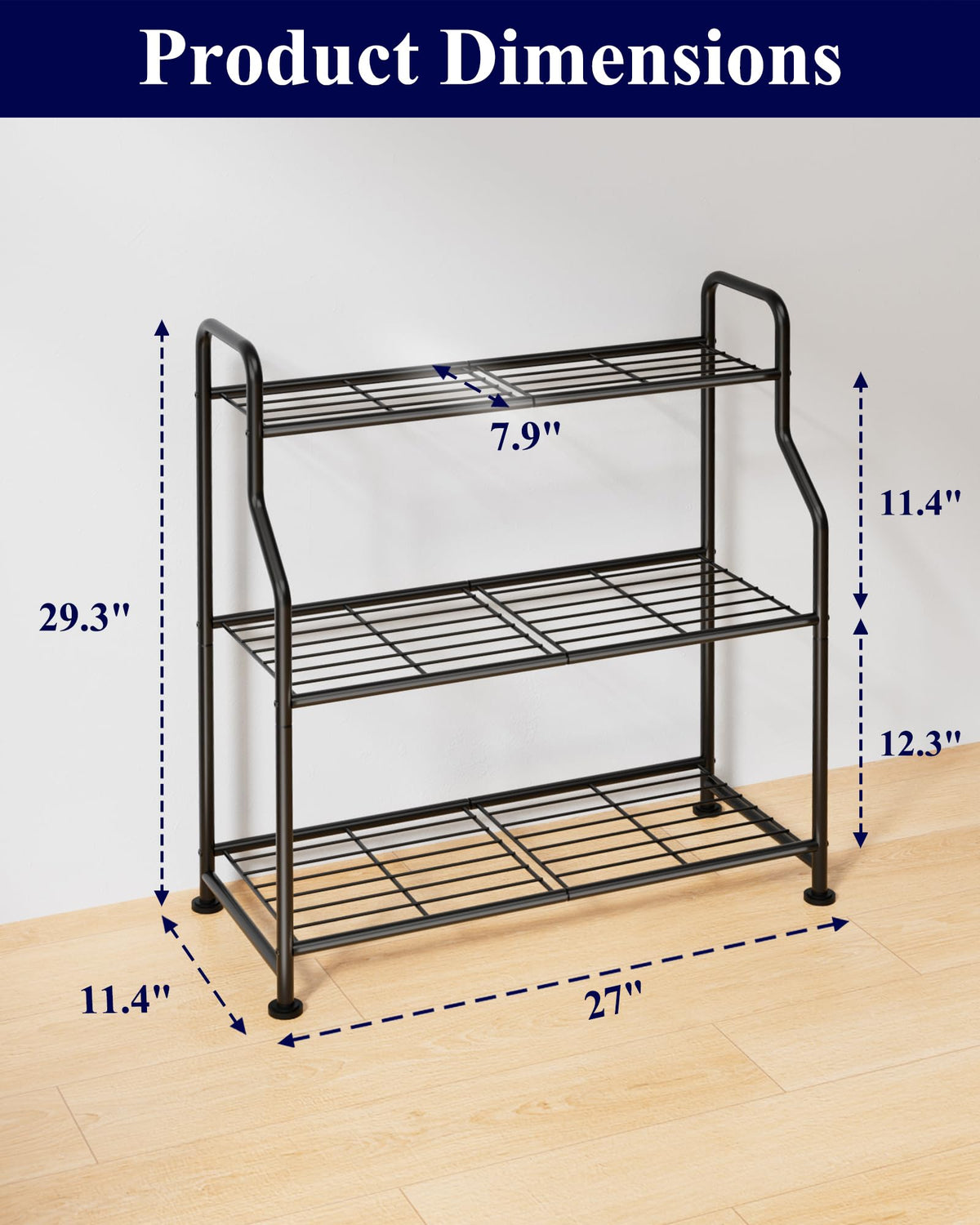 Kitsure 3-Tier Plant Stand Indoor & Outdoor, 27" x 11.4" x 29.3", Black