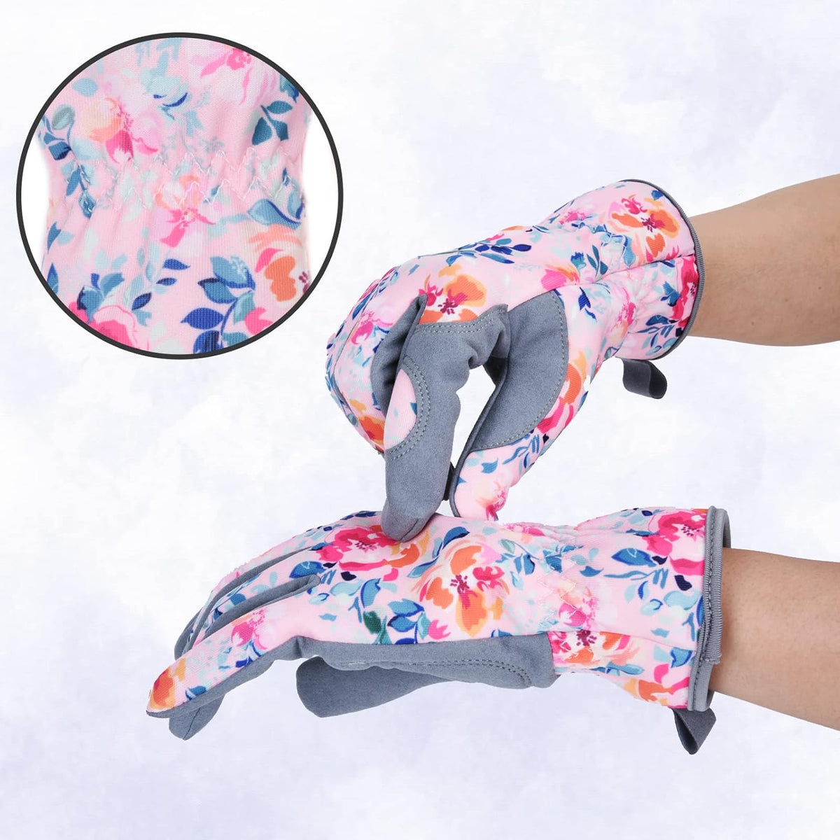 Womens Gardening Weeding Working Gloves, Leather Garden Glove for Women Thorn Proof No Stab for