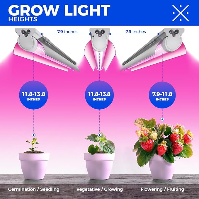 Barrina LED Grow Light, 144W(6 x 24W, 800W Equivalent), 2ft T8, Full Spectrum, High Output