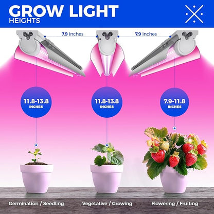 Barrina LED Grow Light, 144W(6 x 24W, 800W Equivalent), 2ft T8, Full Spectrum, High Output